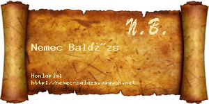 Nemec Balázs névjegykártya